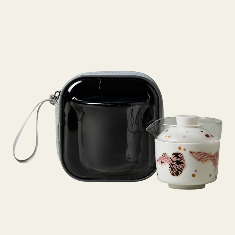 Blanc de Chine Peacock Banji Glass Travel Tea Set