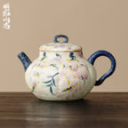 Blue-and-White Iron Red Spring Branch Melon-Ribbed Teapot — view 2