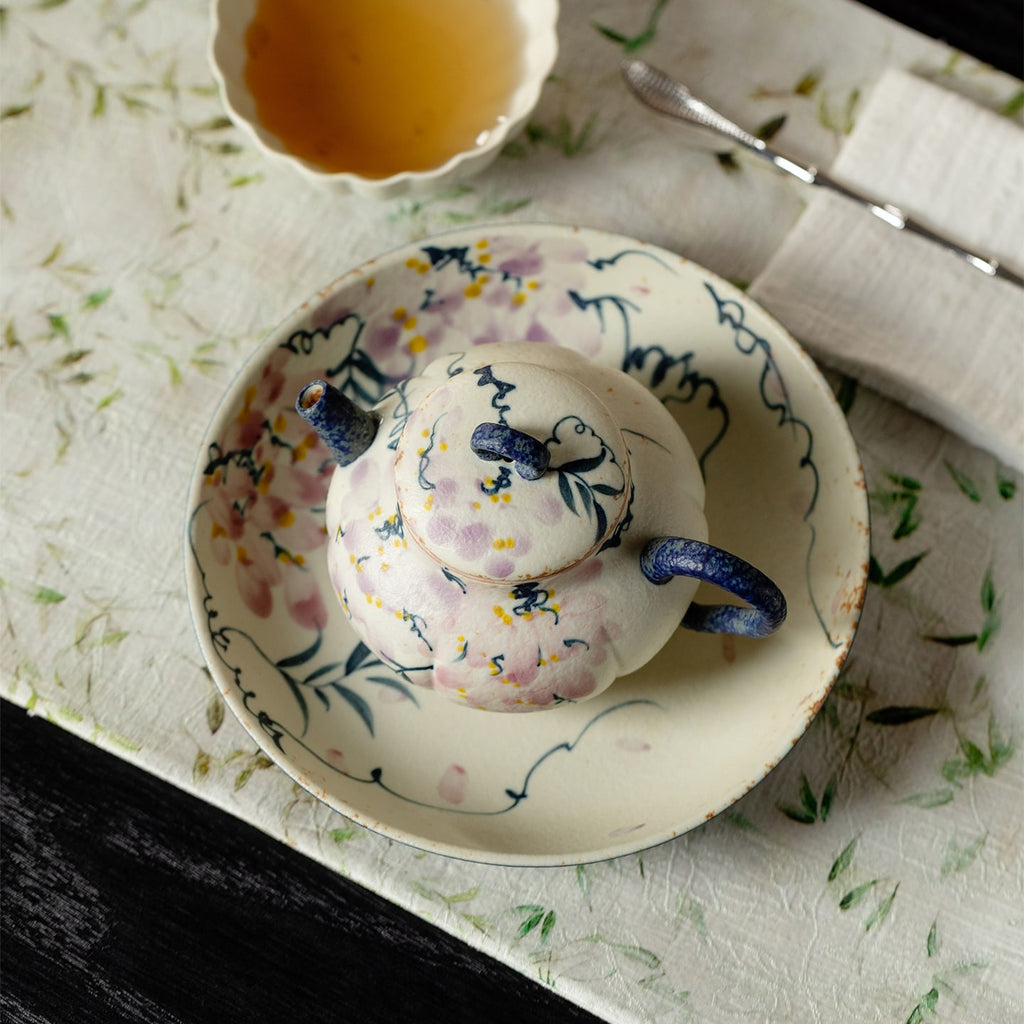 Blue-and-White Iron Red Spring Branch Melon-Ribbed Teapot — view 5