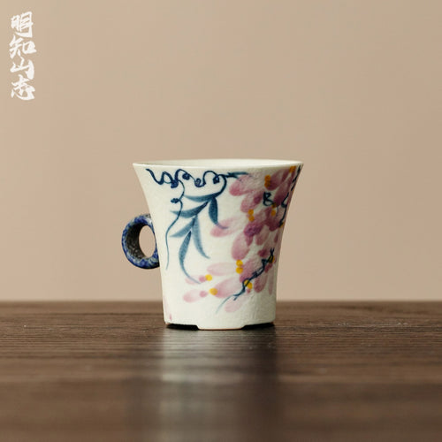 Blue-and-White Iron Red Spring Branch Round Handle Tasting Cup — view 2
