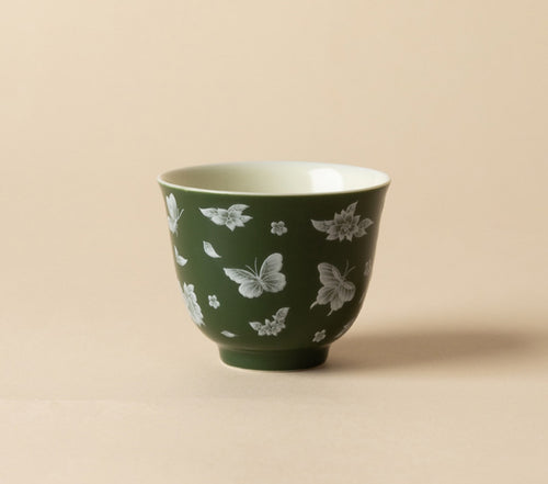 Butterfly Meadow Flower Spirit Cup in Deep Green
