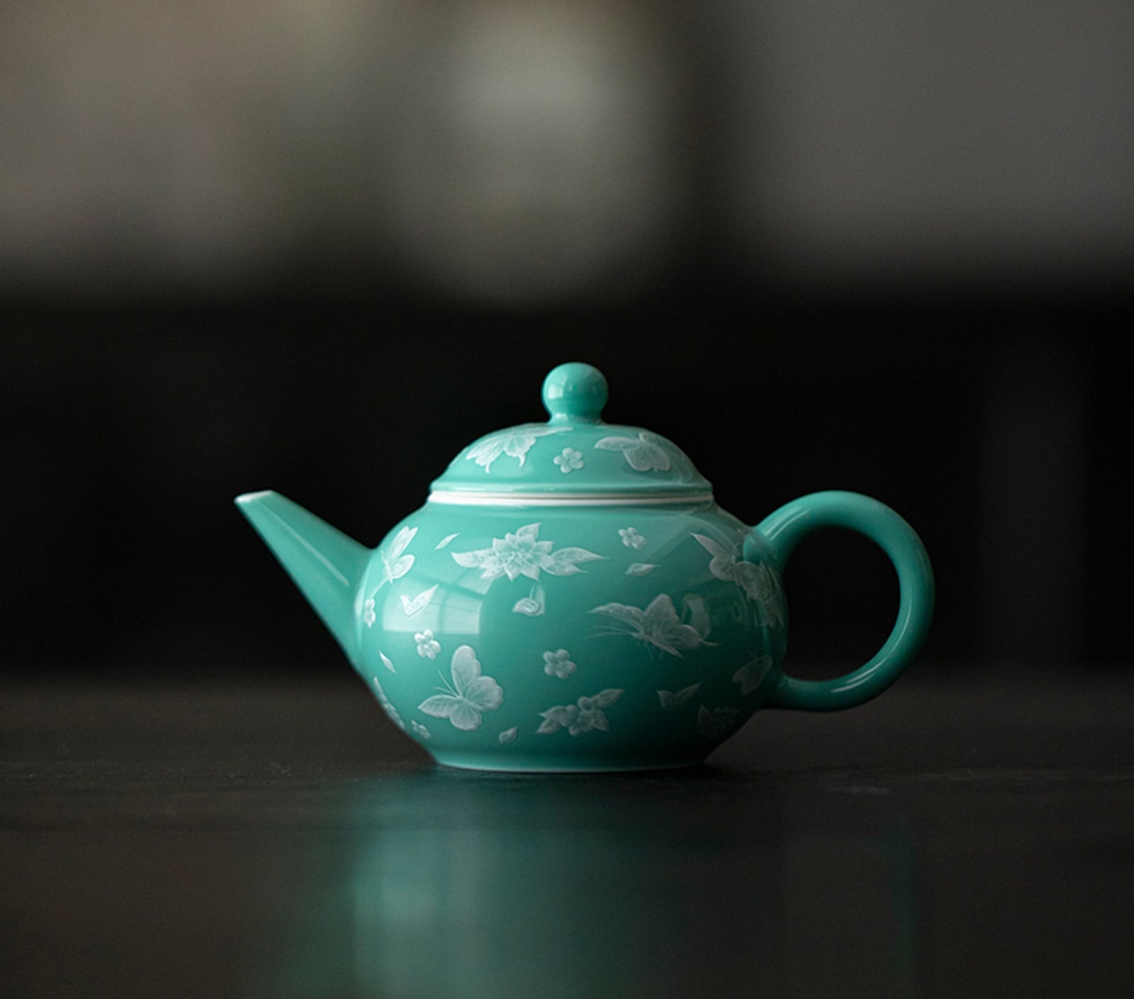Butterfly Meadow Shuiping Teapot in Turquoise Green