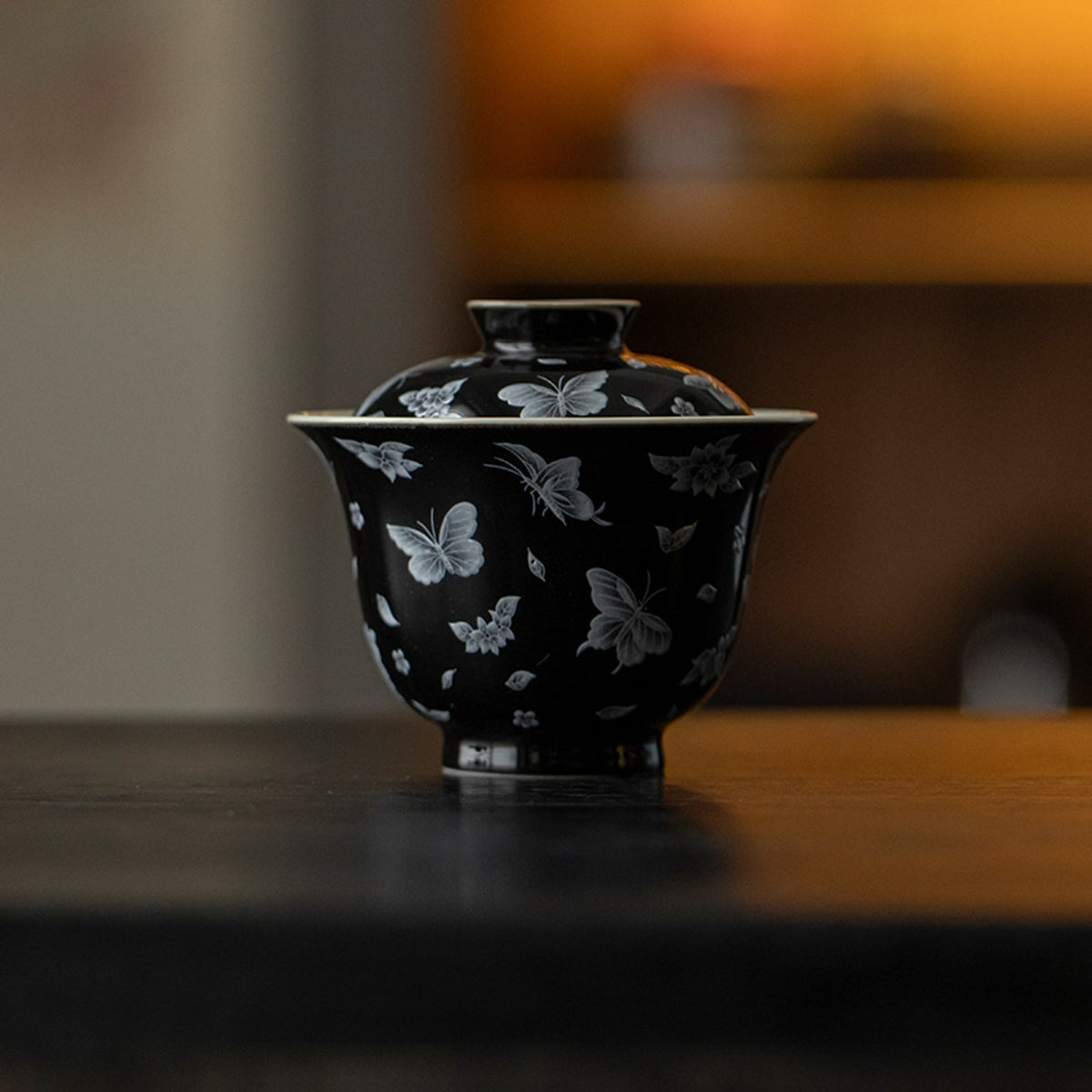 Butterfly Meadow Zhuyun Gaiwan in Ink Black