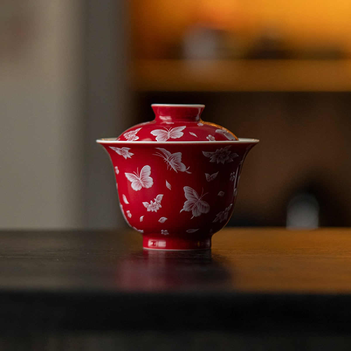 Butterfly Meadow Zhuyun Gaiwan in Lang Red