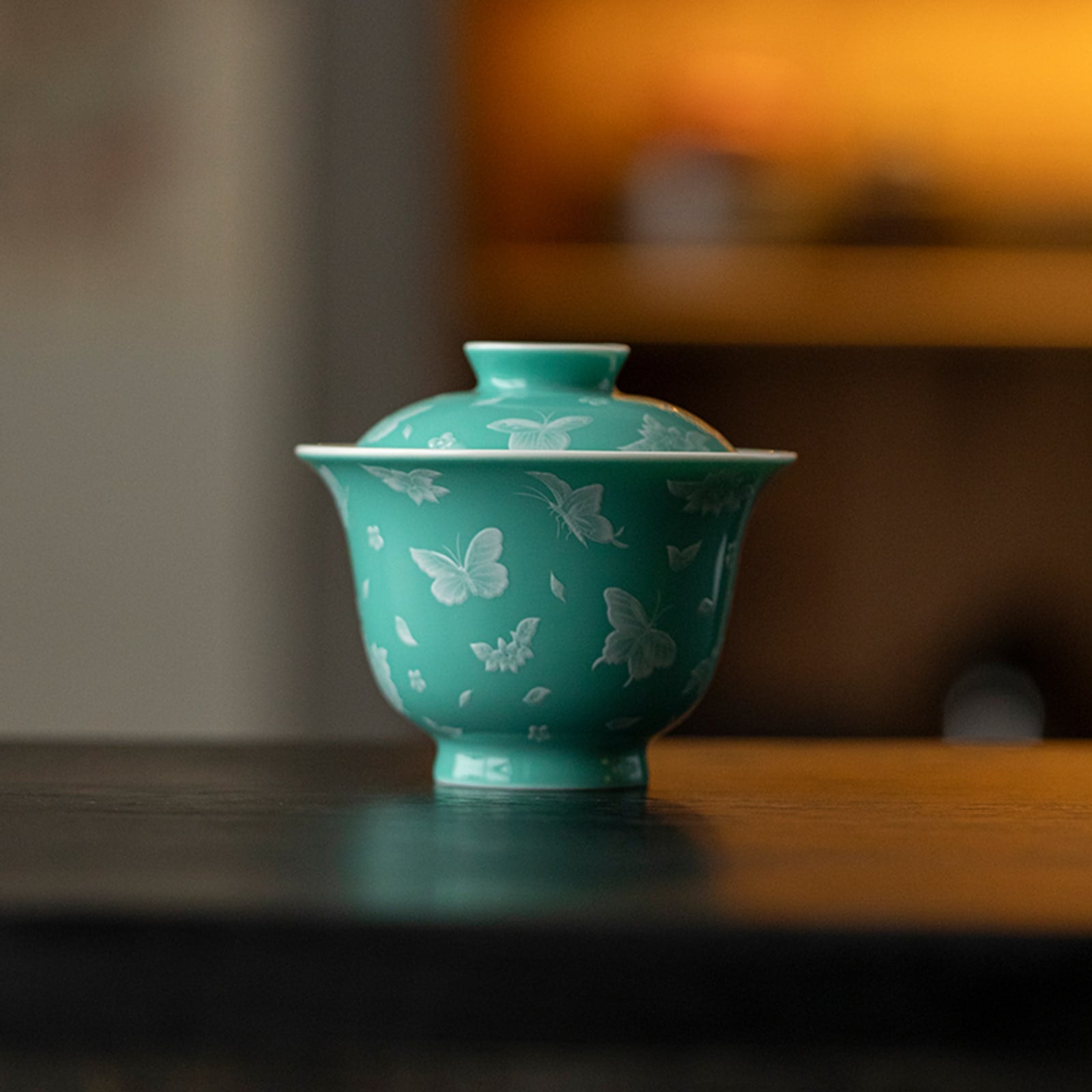 Butterfly Meadow Zhuyun Gaiwan in Turquoise Green
