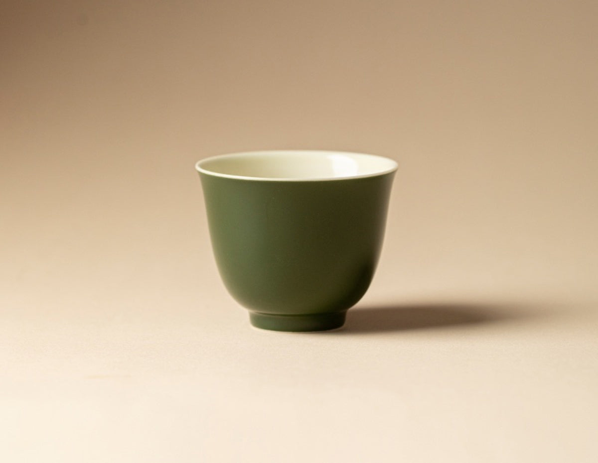 Chromatic Glaze Flower Spirit Cup in Deep Green