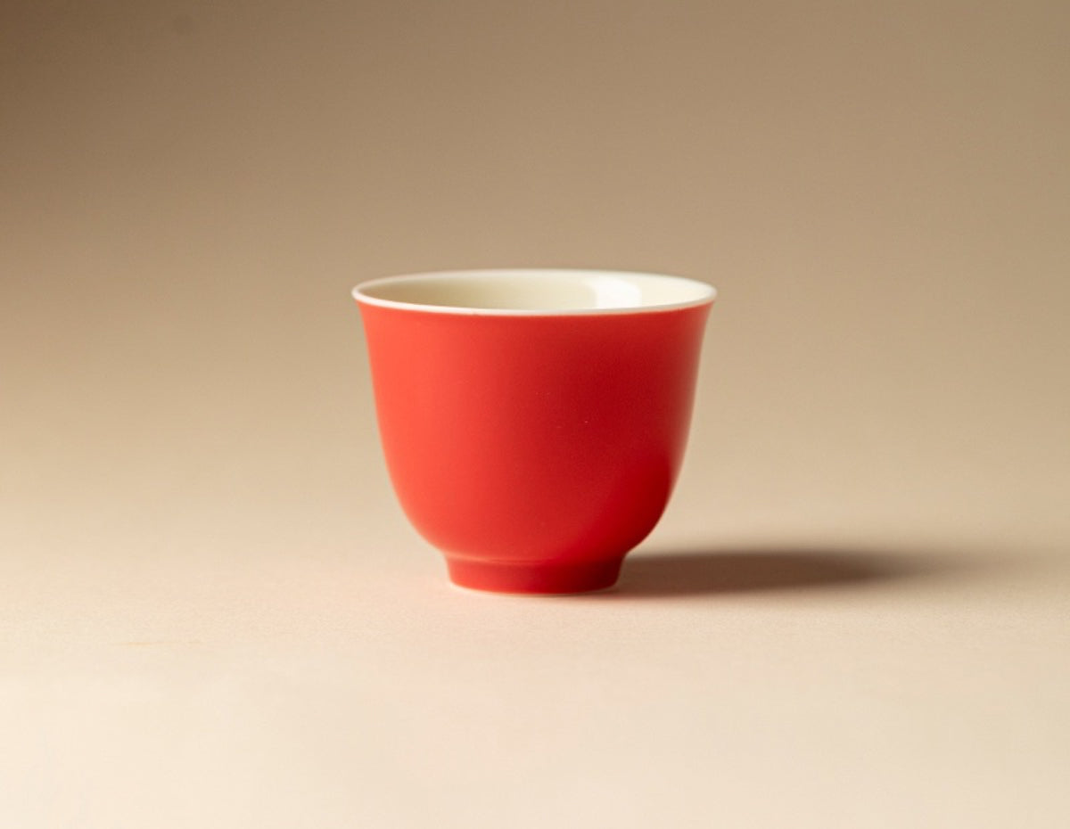 Chromatic Glaze Flower Spirit Cup in Flame Red