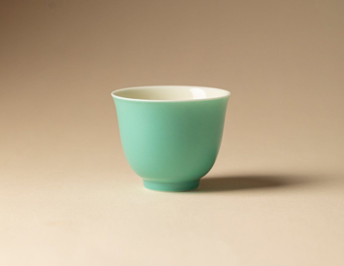 Chromatic Glaze Flower Spirit Cup in Turquoise Green
