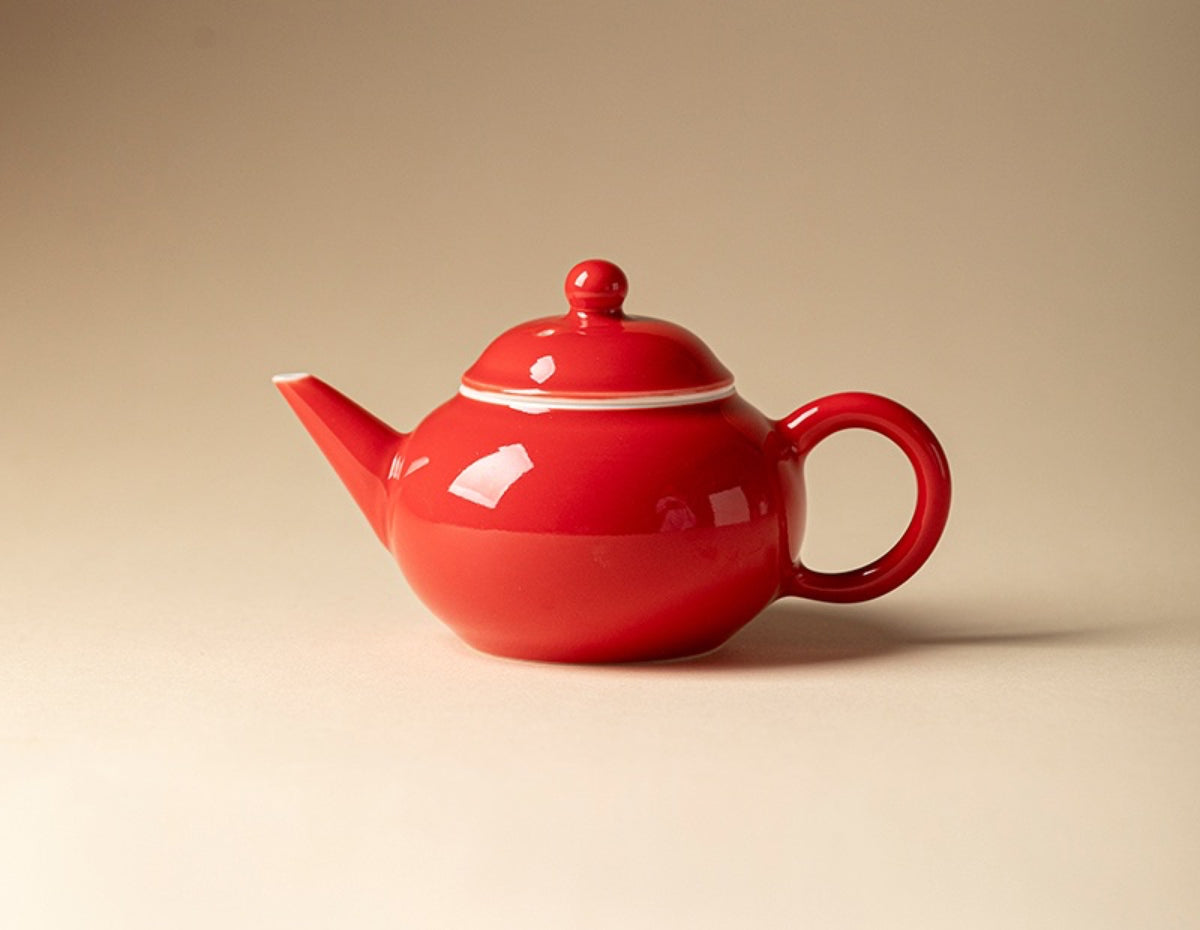 Chromatic Glaze Shuiping Teapot in Flame Red
