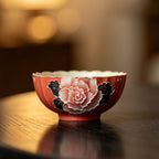 Cinnabar Red Brocade Peony Chrysanthemum Tasting Cup — view 5
