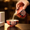 Cinnabar Red Brocade Peony High-Footed Petal-Rim Gaiwan — view 2