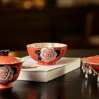 Cinnabar Red Brocade Peony Shell Tasting Cup — view 3