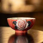Cinnabar Red Brocade Peony Shell Tasting Cup — view 5