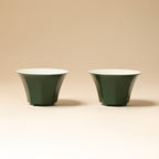 Pair view of Deep Green Eight-Facet Tasting Cups