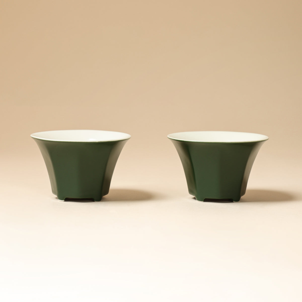 Pair view of Deep Green Eight-Facet Tasting Cups