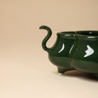 Deep Green Elephant-Handled Incense Burner side view