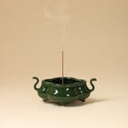 Deep Green Elephant-Handled Incense Burner top view