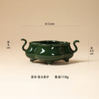 Deep Green Elephant-Handled Incense Burner dimensions