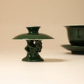 Deep Green Flower-on-Stone Lid Rest — view 1
