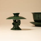 Deep Green Flower-on-Stone Lid Rest — view 1