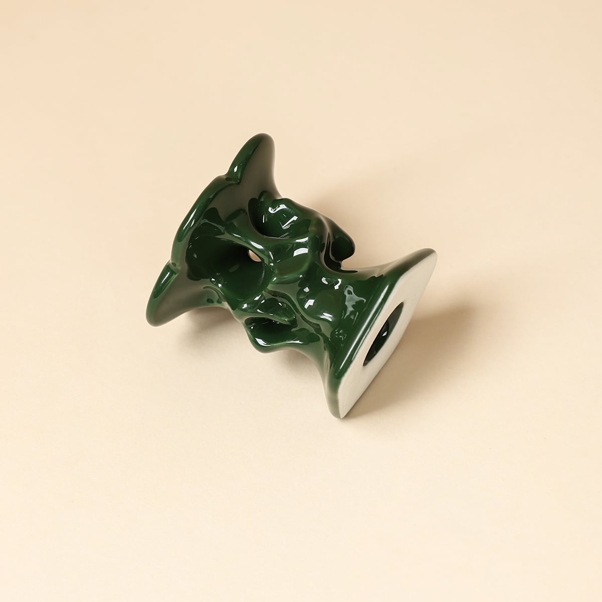 Deep Green Flower-on-Stone Lid Rest — view 4