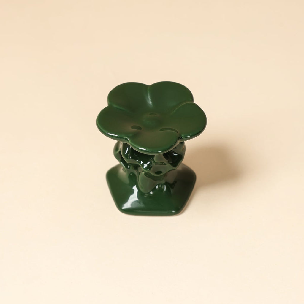 Deep Green Flower-on-Stone Lid Rest — view 5