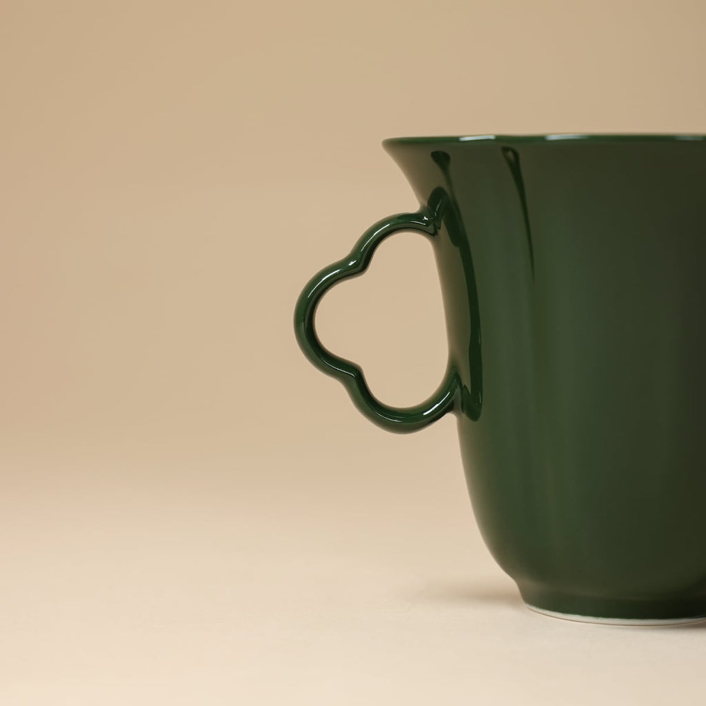 Deep Green Four-Leaf Clover Coffee Cup — view 1