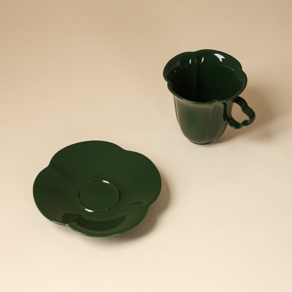 Deep Green Four-Leaf Clover Coffee Cup — view 4