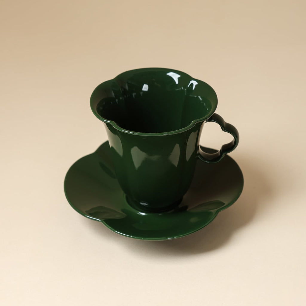 Deep Green Four-Leaf Clover Coffee Cup — view 5