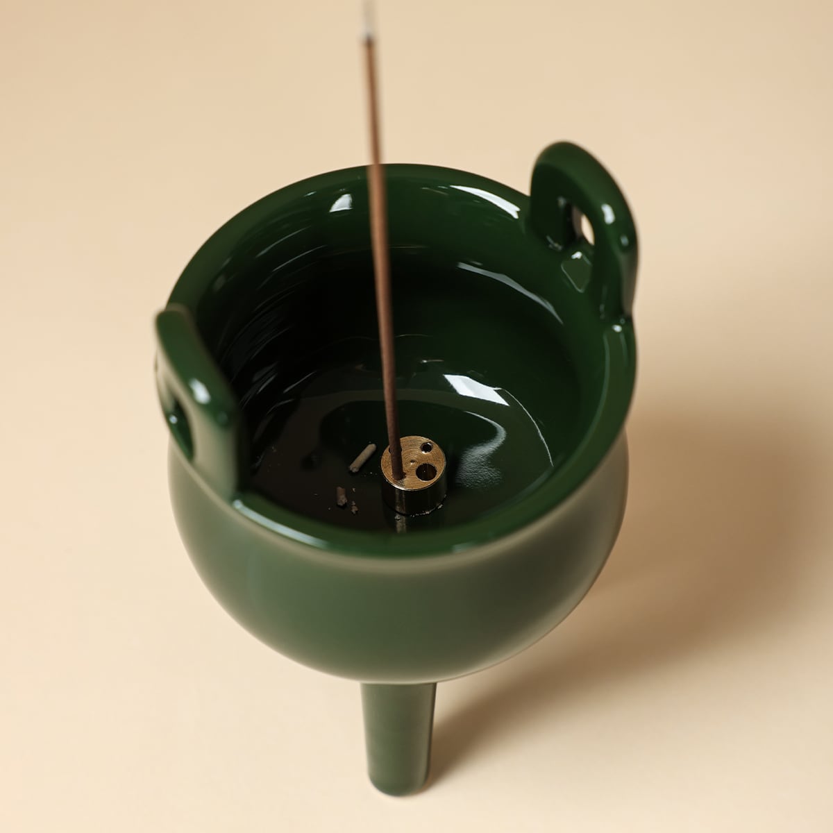 Deep Green Green Bamboo Incense Burner — view 1