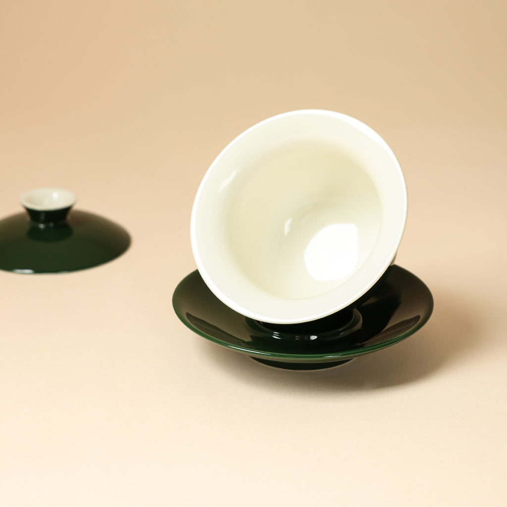 Deep Green Keyan Gaiwan, open view