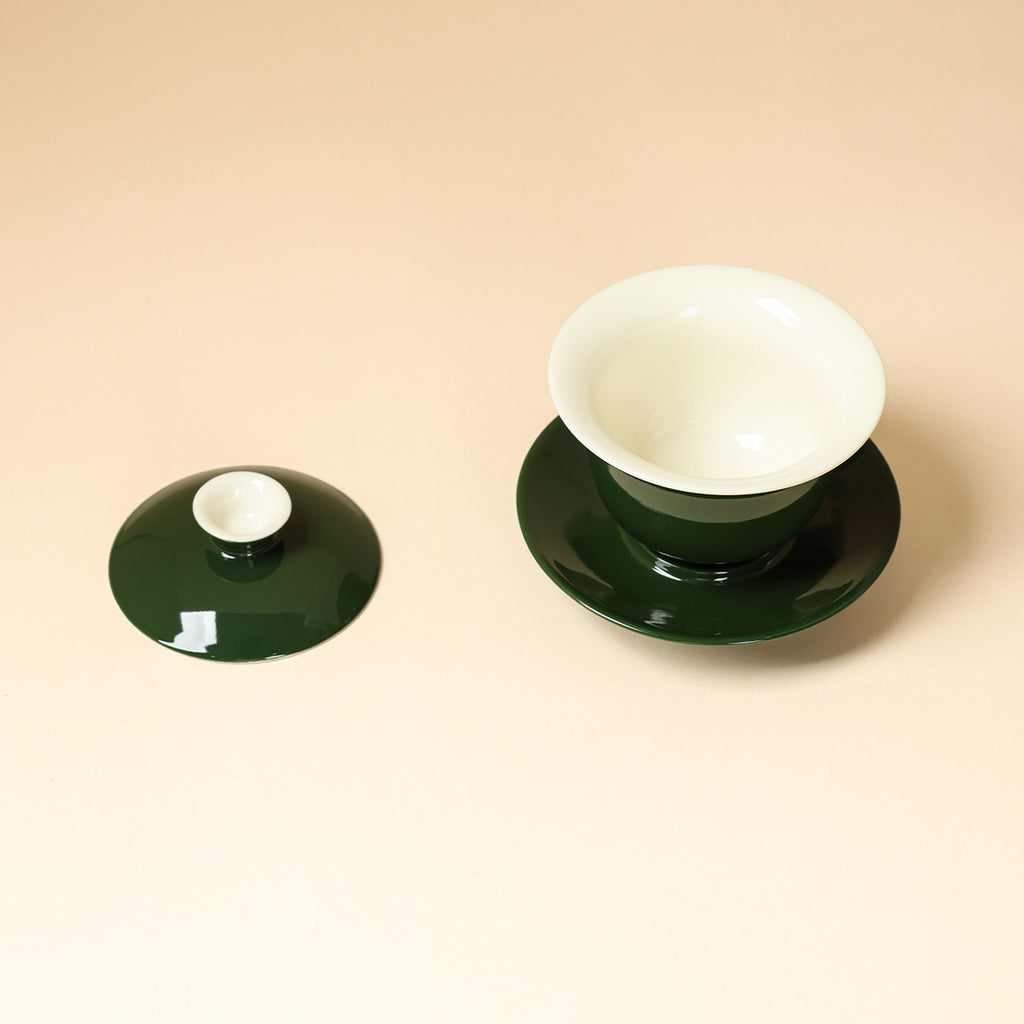 Deep Green Keyan Gaiwan with lid removed