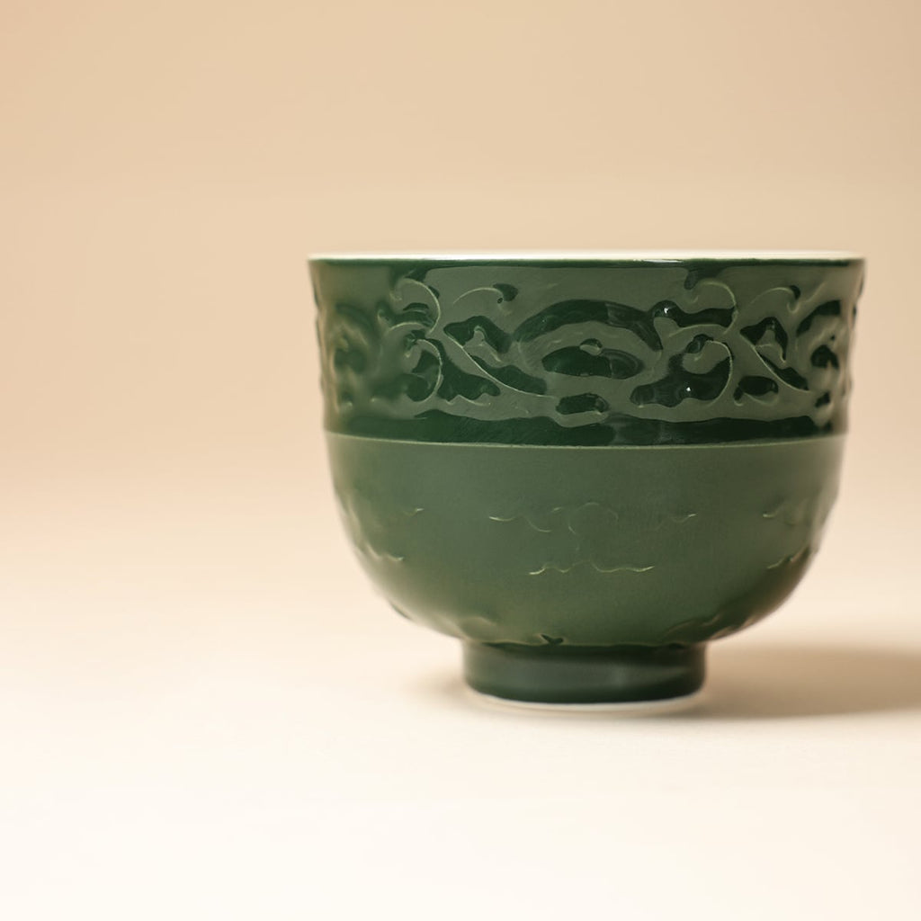 Deep Green Lotus Scroll Master Cup — view 1