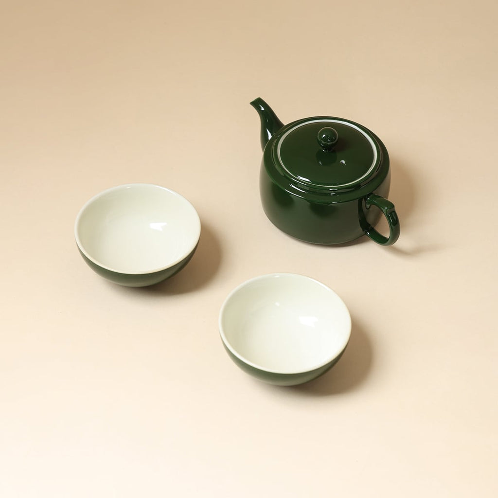 Deep Green Moon White Travel Tea Set — view 2