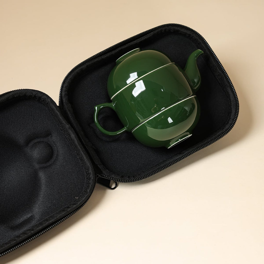 Deep Green Moon White Travel Tea Set — view 5