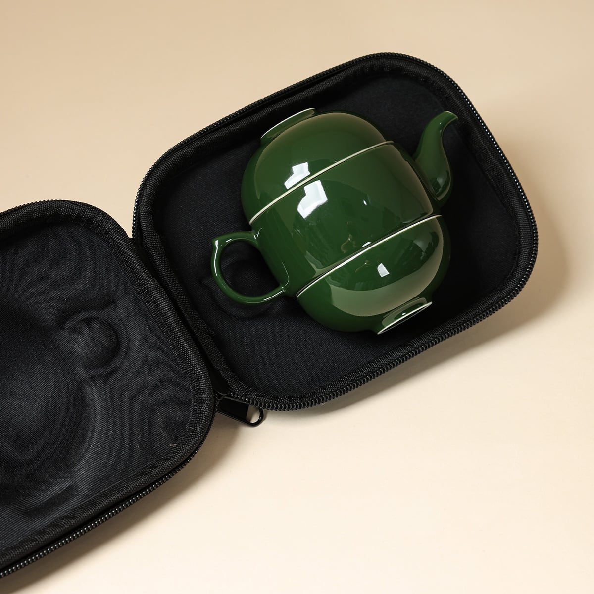 Deep Green Moon White Travel Tea Set — view 5