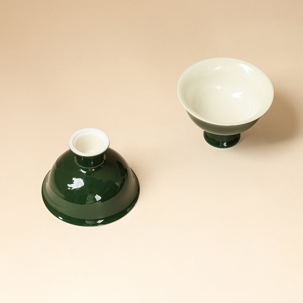 Deep Green Orchid Pedestal Cup detail