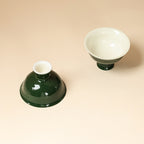 Deep Green Orchid Pedestal Cup detail
