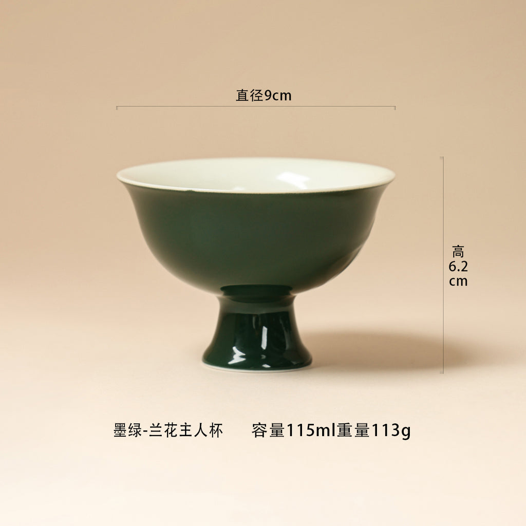Deep Green Orchid Pedestal Cup dimensions and capacity