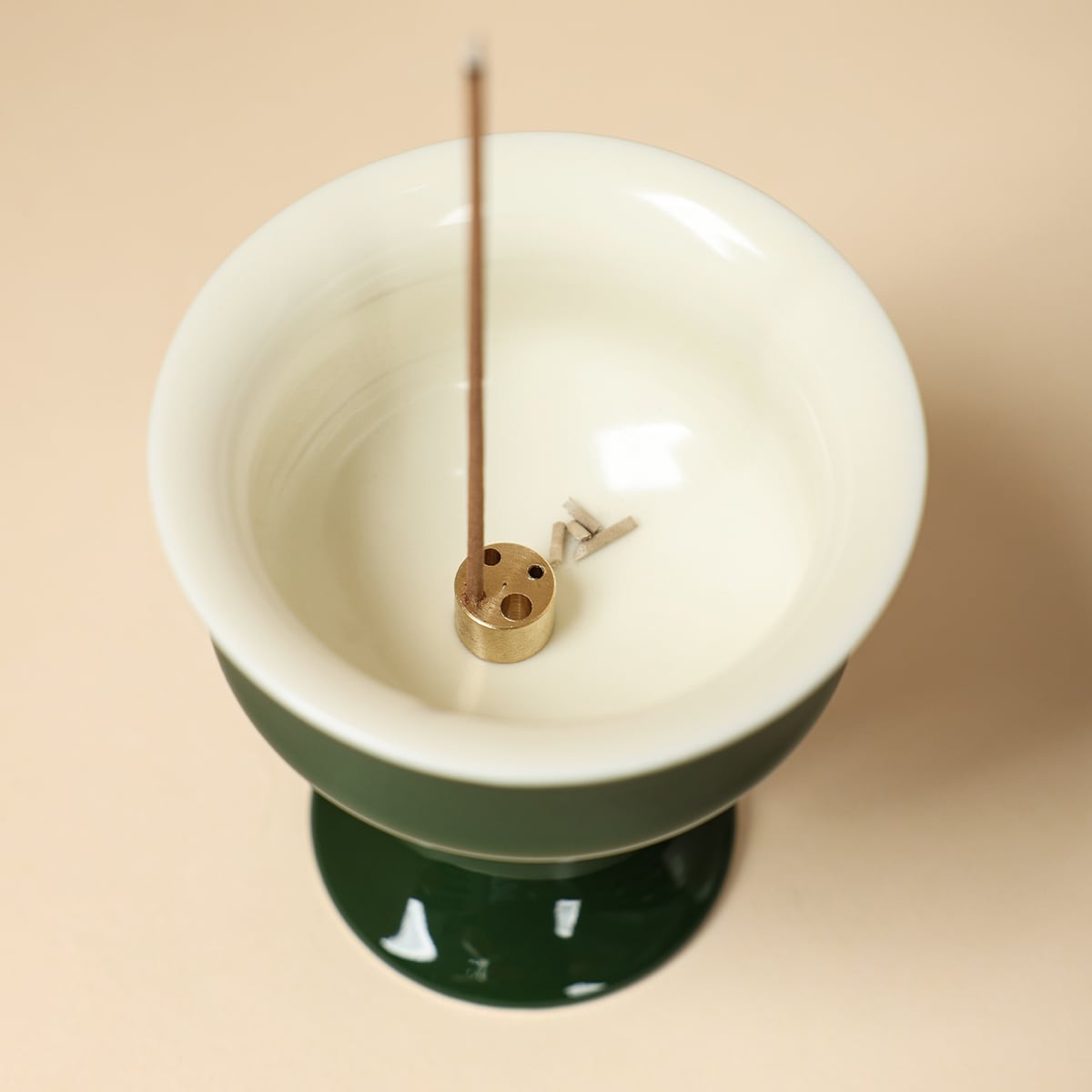 Deep Green Pedestal Incense Burner — view 1