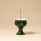 Deep Green Pedestal Incense Burner — view 2