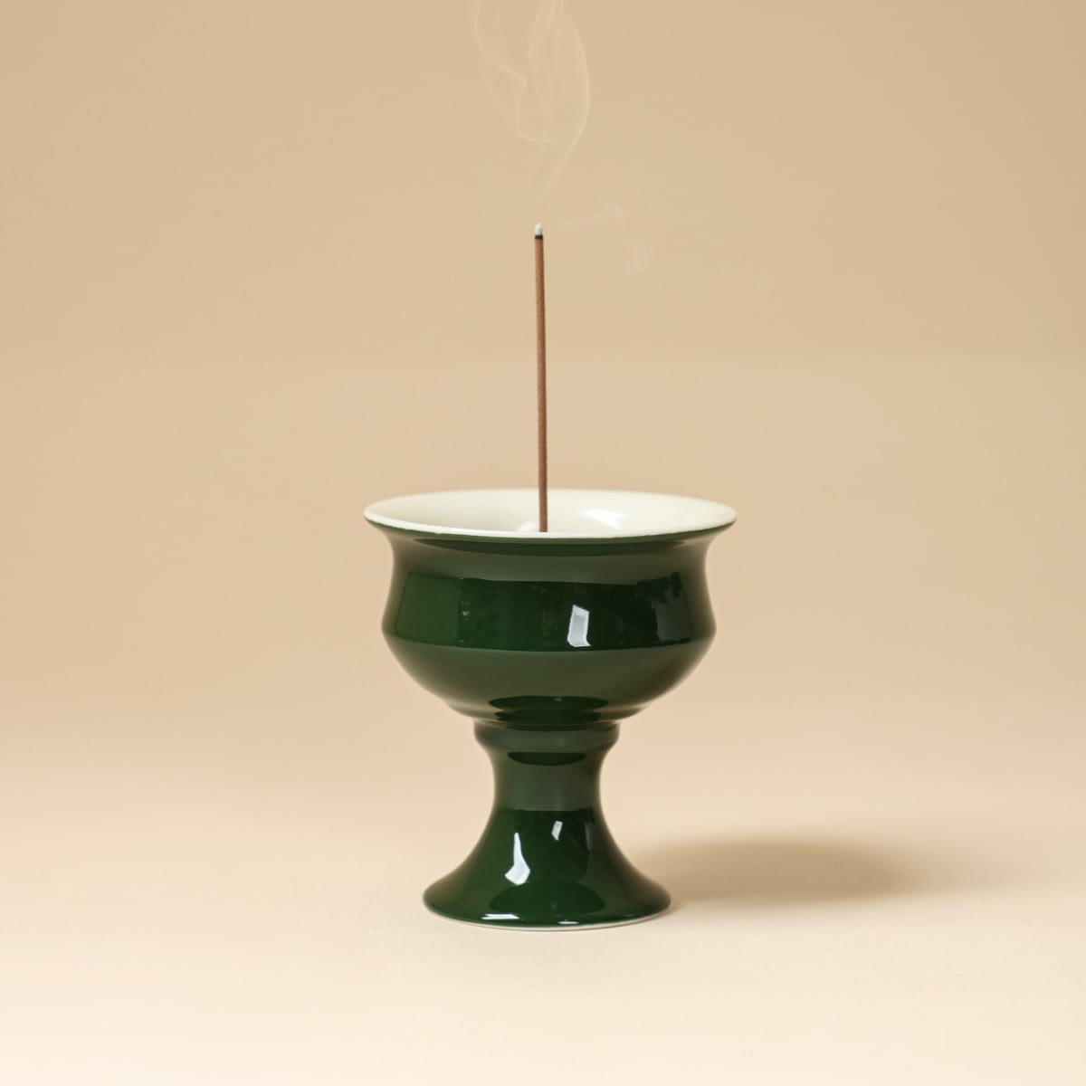 Deep Green Pedestal Incense Burner — view 2