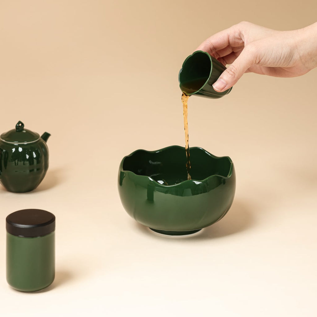 Deep Green Sunflower-Rim Waste Bowl — view 1