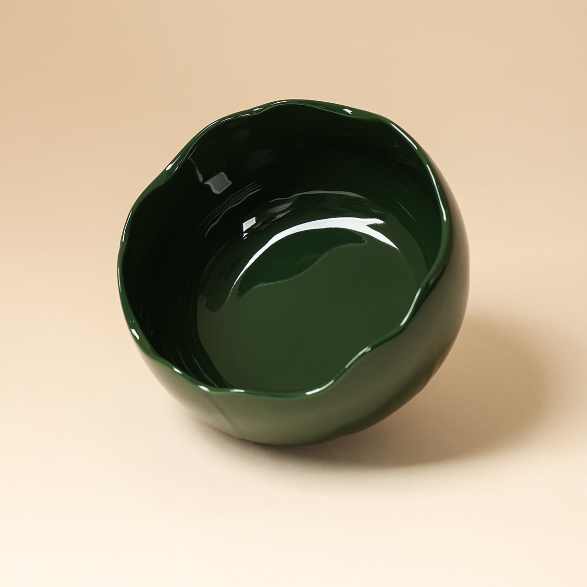Deep Green Sunflower-Rim Waste Bowl