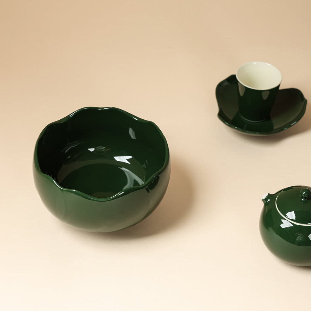 Deep Green Sunflower-Rim Waste Bowl — view 4