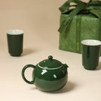 Deep Green Xishi Teapot & Two Guanru Cups Set — view 4