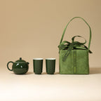 Deep Green Xishi Teapot & Two Guanru Cups Set — view 5