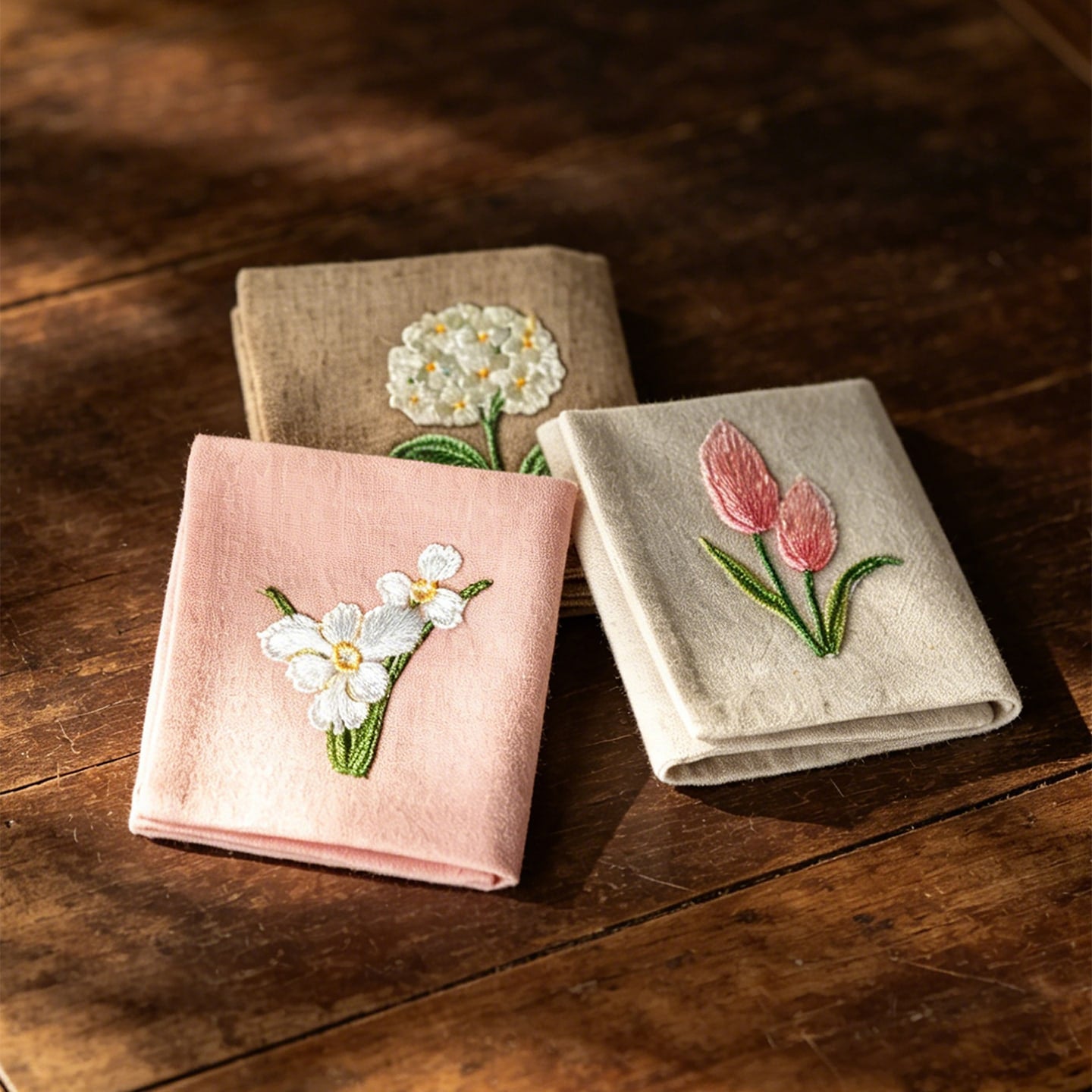 Embroidered Floral Cotton-Linen Tea Towel — view 7
