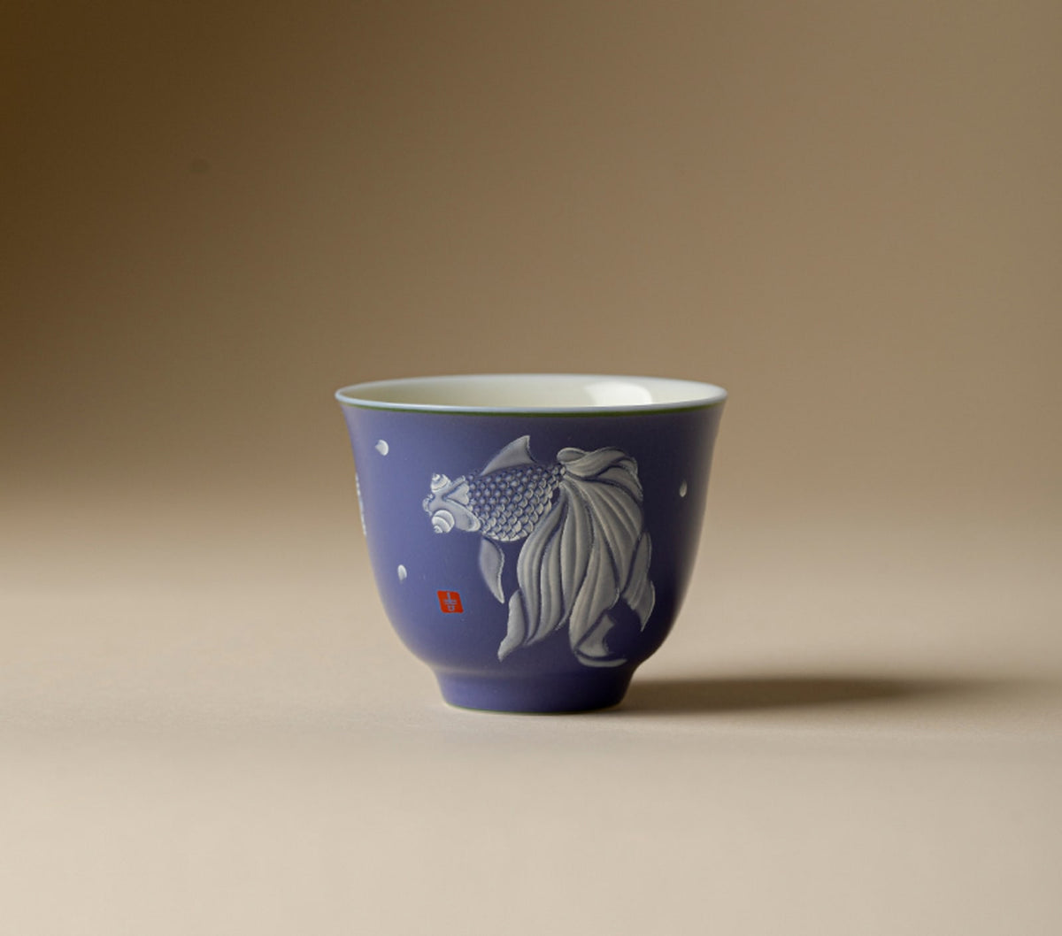 Fish in Water Flower Spirit Cup in Cobalt Blue