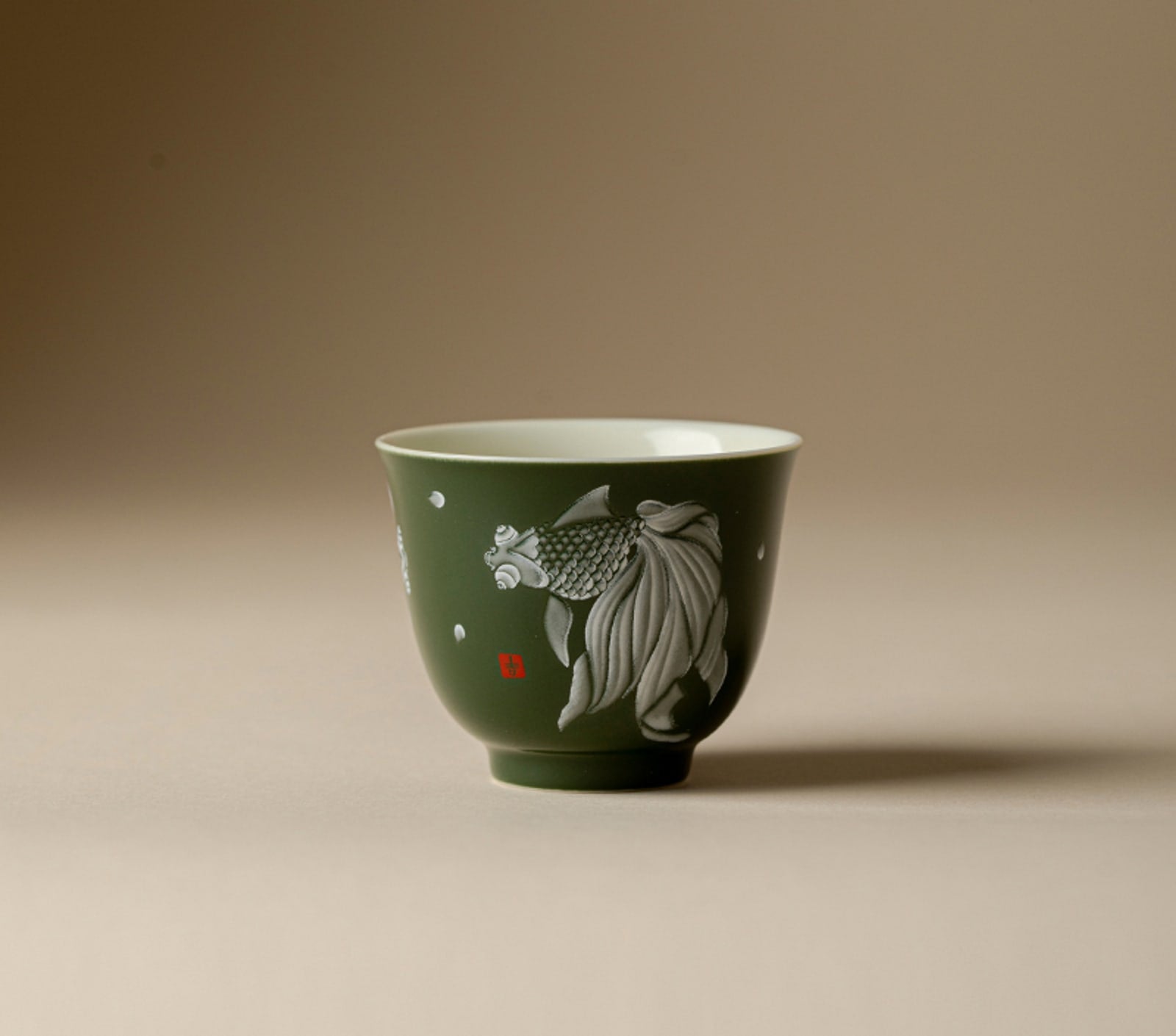 Fish in Water Flower Spirit Cup in Deep Green